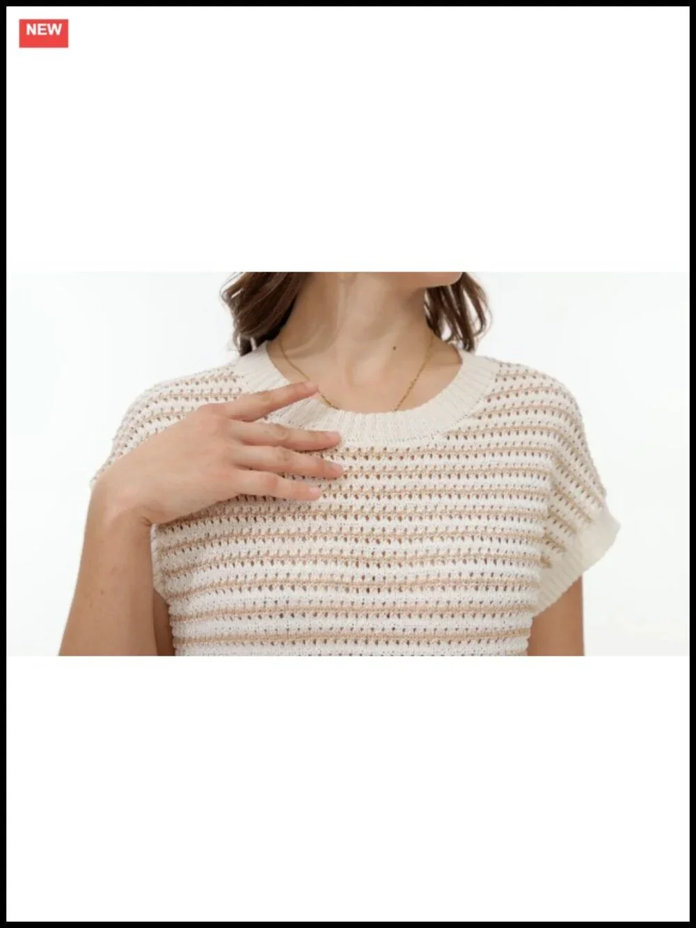 Lightweight Knit Striped Short Sleeve Sweater Vest